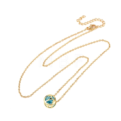 Brass Pave Cubic Zirconia Birth Stone Constellation Pendant Cable Chain Necklaces LS-NJEW-D334-01G-07-1