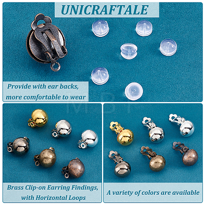 Unicraftale 36Pcs 6 Colors Brass Clip-on Earring Findings KK-UN0001-23-1