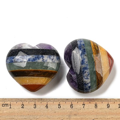 7 Chakra Gemstone Heart Palm Stones G-G123-10-1