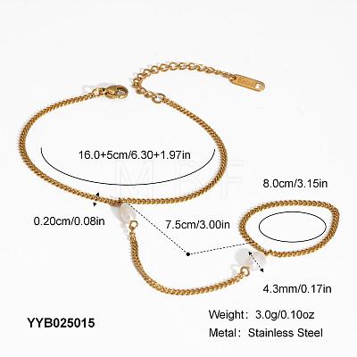 304 Stainless Steel Curb Chain Finger Ring Bracelets for Women XO2335-3-1