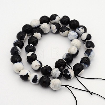 Natural Weathered Agate Faceted Round Beads Strands G-A134-02E-8mm-1