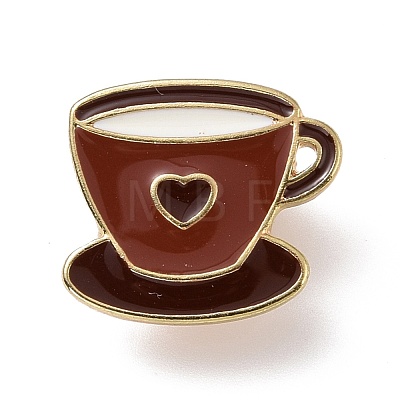 Coffee Cup with Heart Enamel Pin JEWB-G012-F03-1