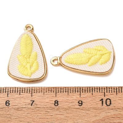 304 Stainless Steel & Cloth Embroidered Pendants FB-CBAFBAF-02G-1