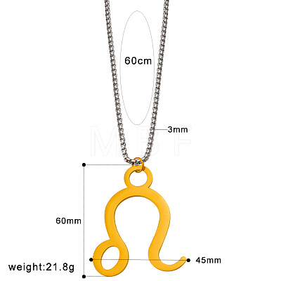 Punk Style 304 Stainless Steel Twelve Constellations Pendant Necklaces with Stainless Steel Tone Box Chains WGE8D8E-11-1