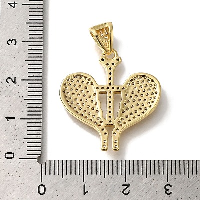 Heart Rack Plating Brass Clear Cubic Zirconia Pendants KK-U019-29G-1