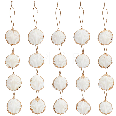 20Pcs Electroplate Sea Shell Pendant Decorations HJEW-BM00068-1