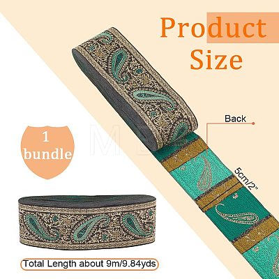 Ethnic Embroidery Polyester Flat Ribbons OCOR-WH0060-39B-1