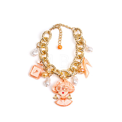 Acrylic Lady Perfume Bottle High Heel and Imitation Pearl Bracelets FS-WGDF0C3-02-1