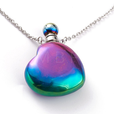 Electroplated Natural Quartz Crystal Openable Perfume Bottle Pendant Necklaces NJEW-H216-10C-P-1
