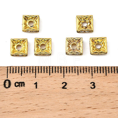 Brass Rhinestone Spacer Beads X-RB-A013-6x6-01G-1