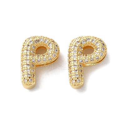 Rack Plating Brass Micro Pave Cubic Zirconia Slide Charms KK-C084-34G-P-1