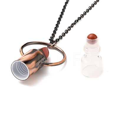 304 Stainless Steel Openable Perfume Bottle Pendant Necklaces NJEW-I239-05R-1