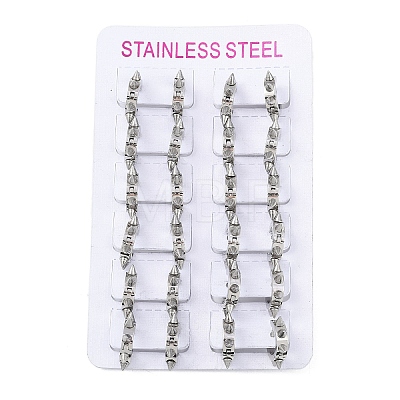 Non-Tarnish Polishing 304 Stainless Steel Spike Rivet Hoop Earrings for Women EJEW-M001-05P-1