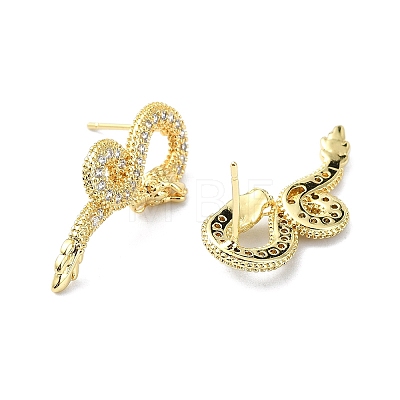 Rack Plating Brass Micro Pave Cubic Zirconia Stud Earring EJEW-C086-01G-1