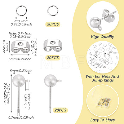 20Pcs Brass Ball Post Stud Earring Findings FIND-TA0011-06P-1