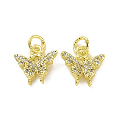 Brass Micro Pave Clear Cubic Zirconia Charms KK-E068-VF056-1