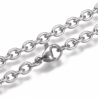 304 Stainless Steel Cable Chain Anklets AJEW-H100-01P-1
