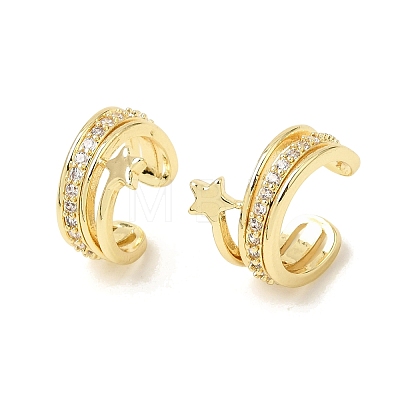 Brass Micro Pave Cubic Zirconia Cuff Earrings for Women CU-CBAE7DF-30G-1