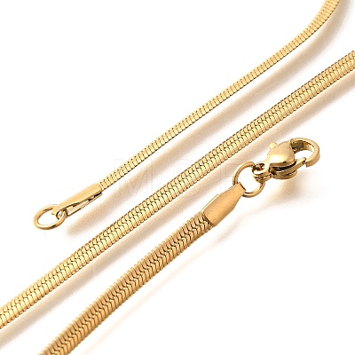 3mm Stainless Steel Flat Snake Chain Necklaces for Men Women NJEW-G160-03LG-1