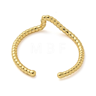 Rack Plating Brass Wave Open Cuff Rings RJEW-C081-05G-1