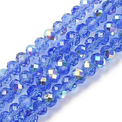 Electroplate Transparent Glass Beads Strands EGLA-A046-01A-17-1