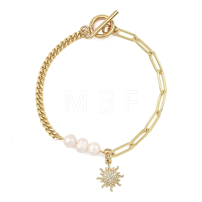 Brass Micro Pave Clear Cubic Zirconia Charm Bracelets BJEW-JB13881-01-1