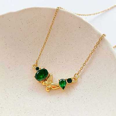304 Stainless Steel Rhinestone Butterfly Pendant Necklaces for Women WGF3B1F-02-1