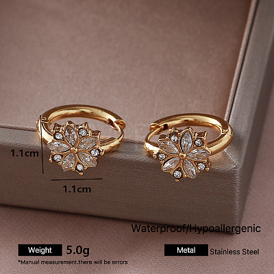 304 Stainless Steel Cubic Zirconia Hoop Earrings for Women XC7815-1-1
