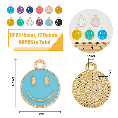 SUPERFINDINGS 96Pcs 12 Colors Alloy Enamel Charms ENAM-FH0001-60-1