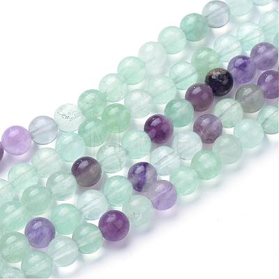 Natural Fluorite Beads Strands G-T055-8mm-22-1