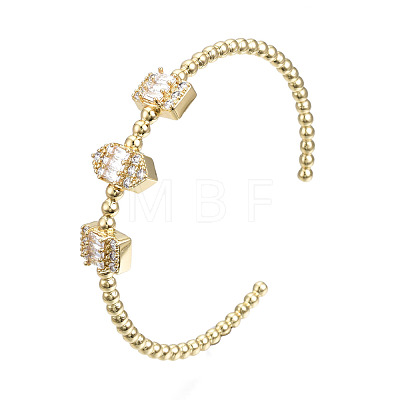 Sparkle Cubic Zirconia Ball Beaded Cuff Bangle for Her BJEW-N012-003-NF-1