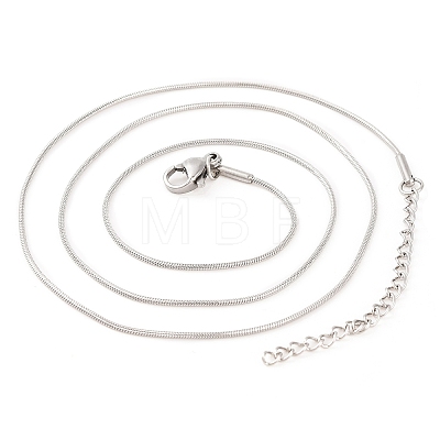 Non-Tarnish 304 Stainless Steel Round Snake Chain Necklaces for Women NJEW-G140-06A-P-1