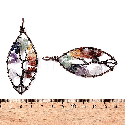 7 Chakra Gemstone Chip Tree of Life Big Pendants G-T138-176-1