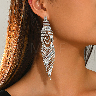 Brass Rhinestone Chandelier Earrings for Women TS9607-1