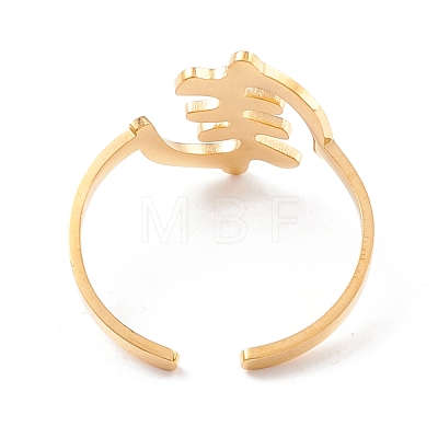 Fishbone Shape 304 Stainless Steel Cuff Ring for Women RJEW-B035-07G-1
