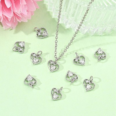 SHEGRACE Valentine's Day Brass Clear Cubic Zirconia Charms XGRQ3P305-595P-1