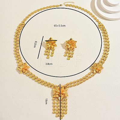 Luxury Alloy Floral Tassel Long Necklace & Earrings Set for Women KK0022-1