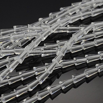 Faceted Cone Glass Beads Strands GLAA-F035-01-1