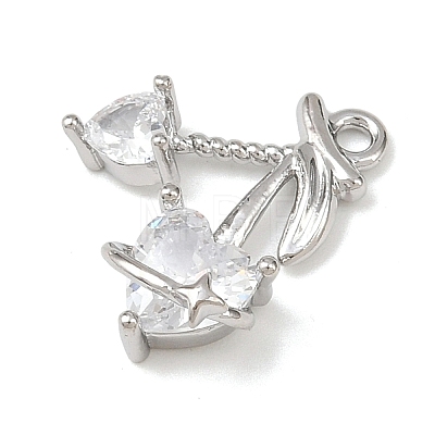 Brass Micro Pave Clear Cubic Zirconia Pendants KK-G545-20P-1