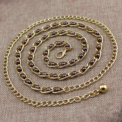 Alloy & Plastic Round Beads Twisted Belly Chains WGB594E-07-1