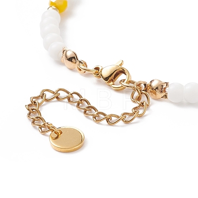 Glass Braided Flower of Life Link Bracelet with Natural Pearl Beaded Bracelet for Women BJEW-TA00173-1