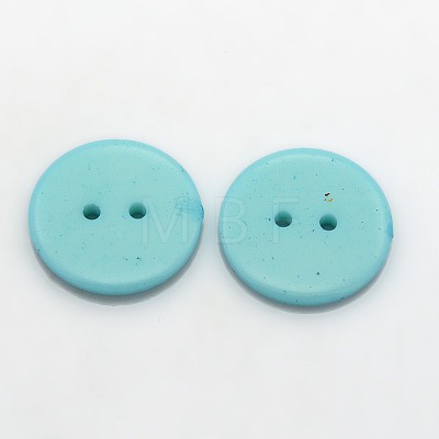 Flat Round 2-Hole Acrylic Sewing Buttons BUTT-X0024-1