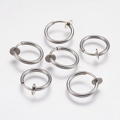 Tarnish Resistant 304 Stainless Steel Retractable Clip-on Hoop Earrings STAS-I097-078P-1