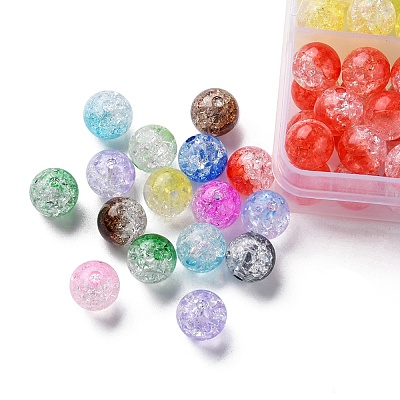 216Pcs 12 Colors Transparent Crackle Acrylic Beads CACR-YW0001-05-1
