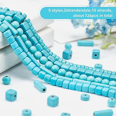 10 Strands 5 Style Synthetic Turquoise Beads G-OC0002-15-1