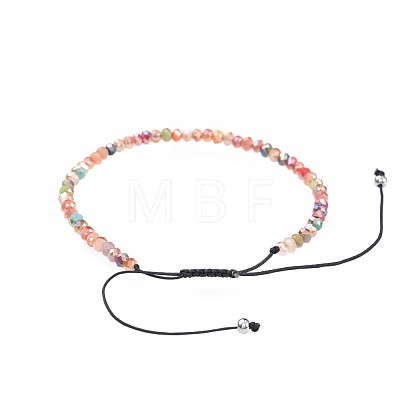 Adjustable Electroplate Glass Braided Bead Bracelets BJEW-JB04588-04-1