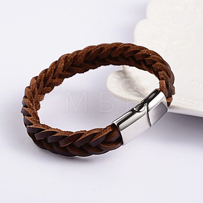 Trendy Leather Braided Cord Bracelets BJEW-P128-05-1