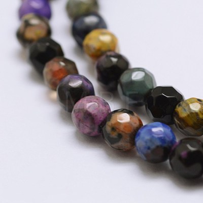 Faceted Natural Fire Crackle Agate Beads Strands X-G-F447-4mm-A07-1