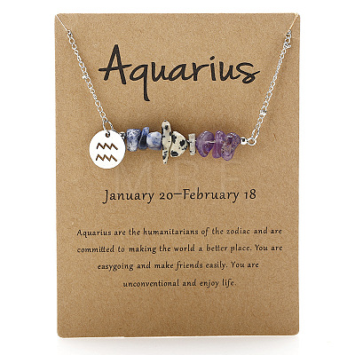 Natural Sodalite & Dalmatian Jasper & Amethyst Chip & Alloy Constellation Pendant Necklaces WGB0CBC-10-1