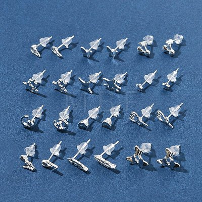 2 Pairs Alloy Stud Earrings for Women EJEW-FS0001-27J-1
